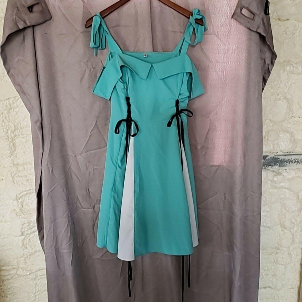 DRESSFO‎ Dress Womens XXL Green Off Shoulder Fit & Flare Knee Length Sundress